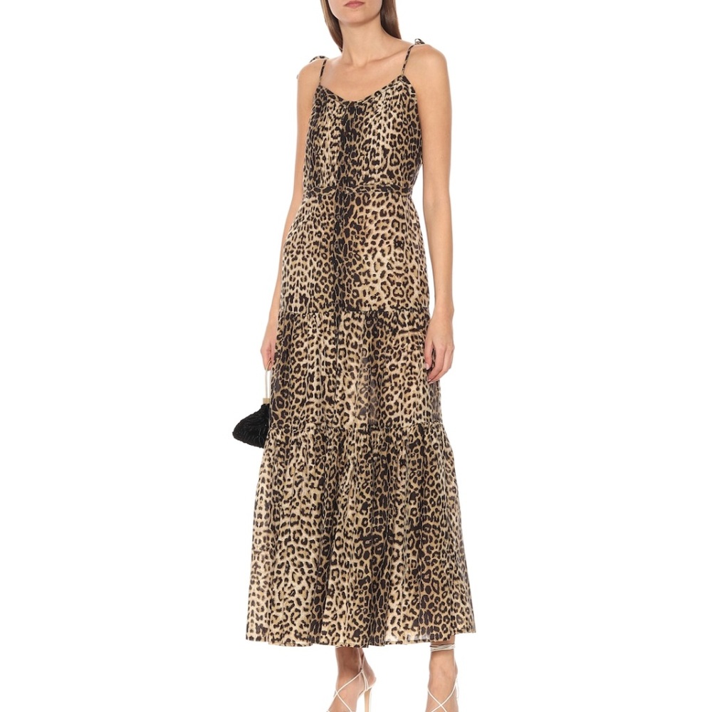Veronica Beard Windansea animal print tiered silk blend cover up maxi dress